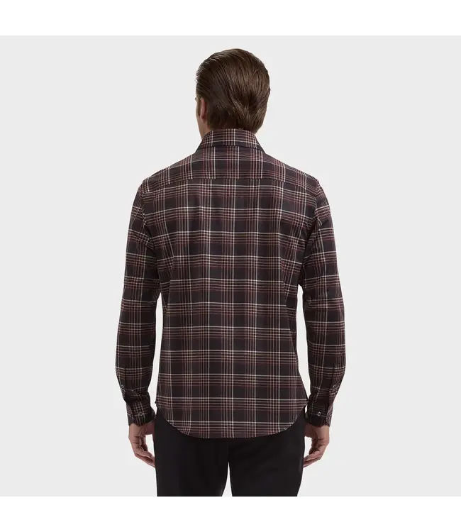 Modern Fit Burgundy Charcoal Plaid Shirt