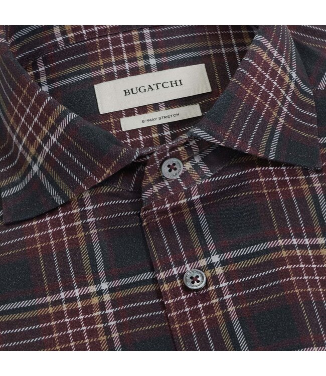 Modern Fit Burgundy Charcoal Plaid Shirt