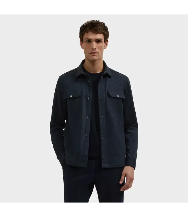 Navy Snap Button Block Overshirt