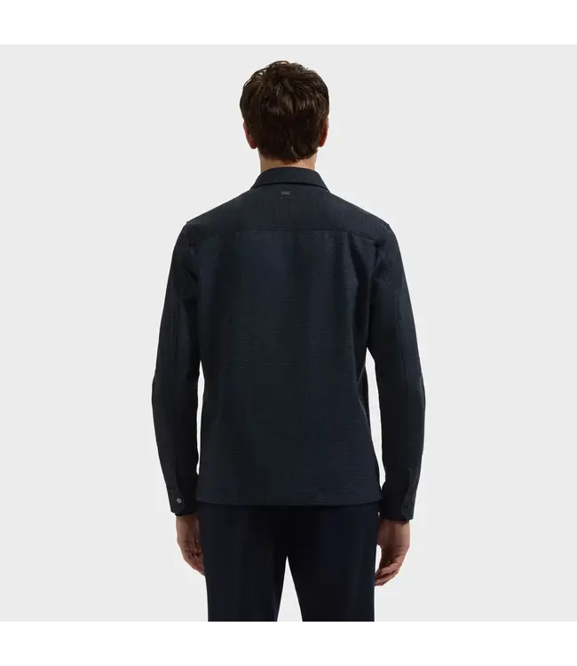 Navy Snap Button Block Overshirt