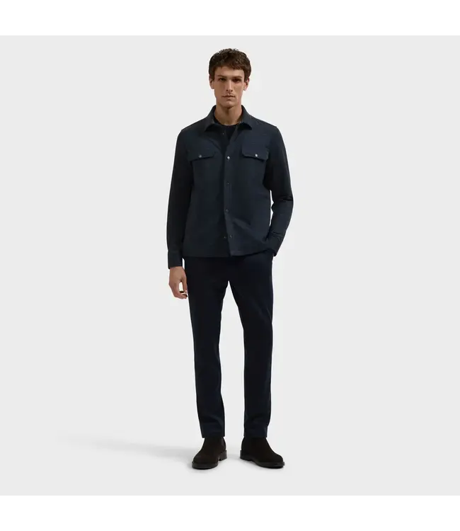 Navy Snap Button Block Overshirt