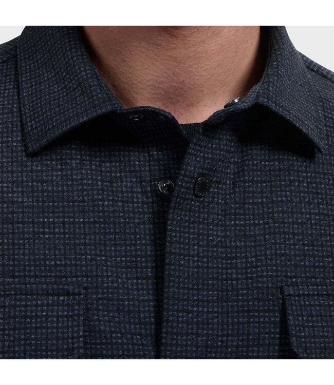 Navy Snap Button Block Overshirt
