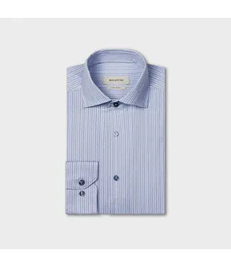 BUGATCHI Modern Fit Air Blue Herringbone Shirt