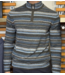 FELLOWS UNITED Green Blue Striped 1/4 Zip Sweater
