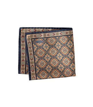 ETON Navy Tan Medallion Pocket Square