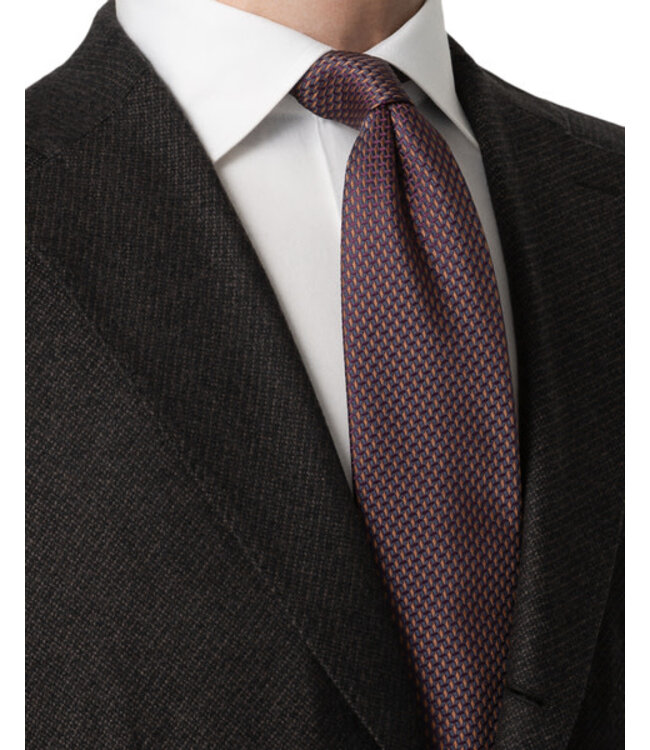 Brown Navy Diamond Print Tie