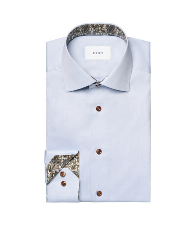Slim Fit Blue Paisley Effect Twill Shirt