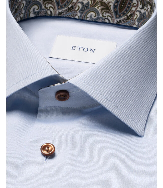 Slim Fit Blue Paisley Effect Twill Shirt