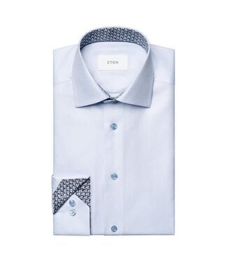 ETON Modern Fit Blue Textured Twill Shirt