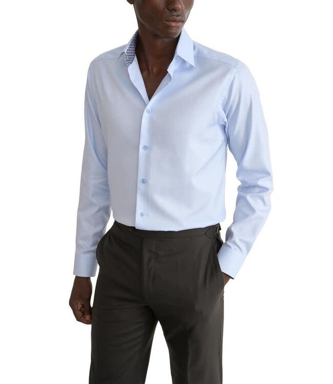 Modern Fit Blue Textured Twill Shirt
