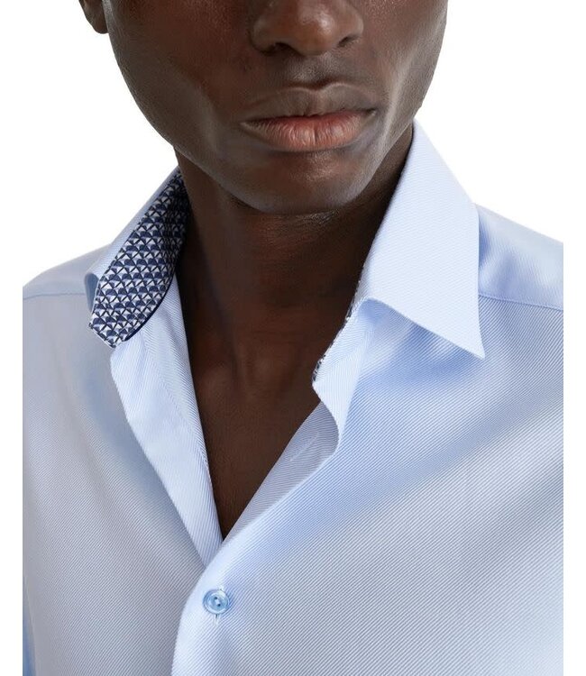 Modern Fit Blue Textured Twill Shirt