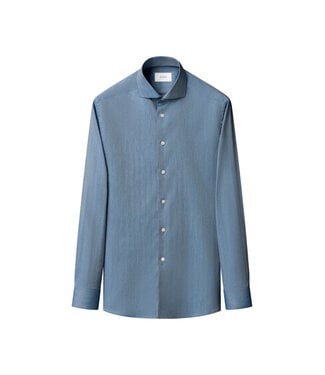 ETON Modern Fit Mid Blue Solid Flannel Shirt
