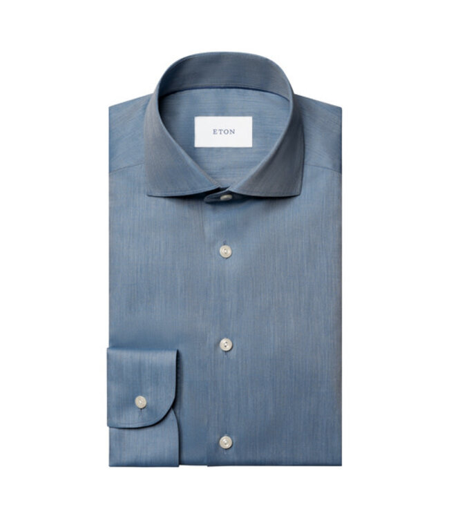 Modern Fit Mid Blue Solid Flannel Shirt