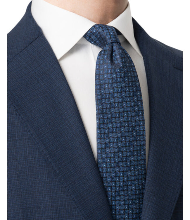 Navy Black Print Tie