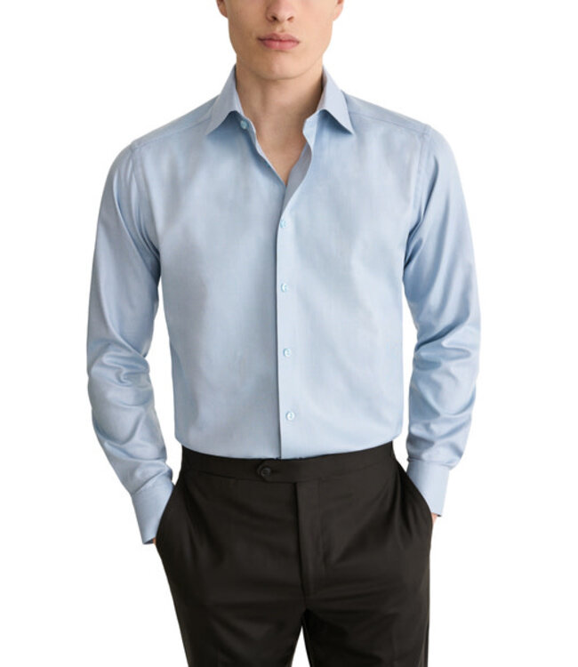 Slim Fit Teal Semi Solid Twill Shirt