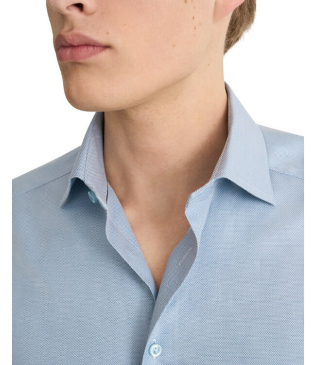 Slim Fit Teal Semi Solid Twill Shirt