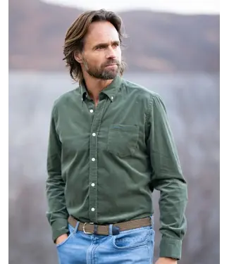 NEW ZEALAND Modern Fit Ranger Green Corduroy Shirt