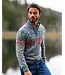 Blue Grey Red Printed 1/4 Zip Sweater