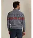 Blue Grey Red Printed 1/4 Zip Sweater