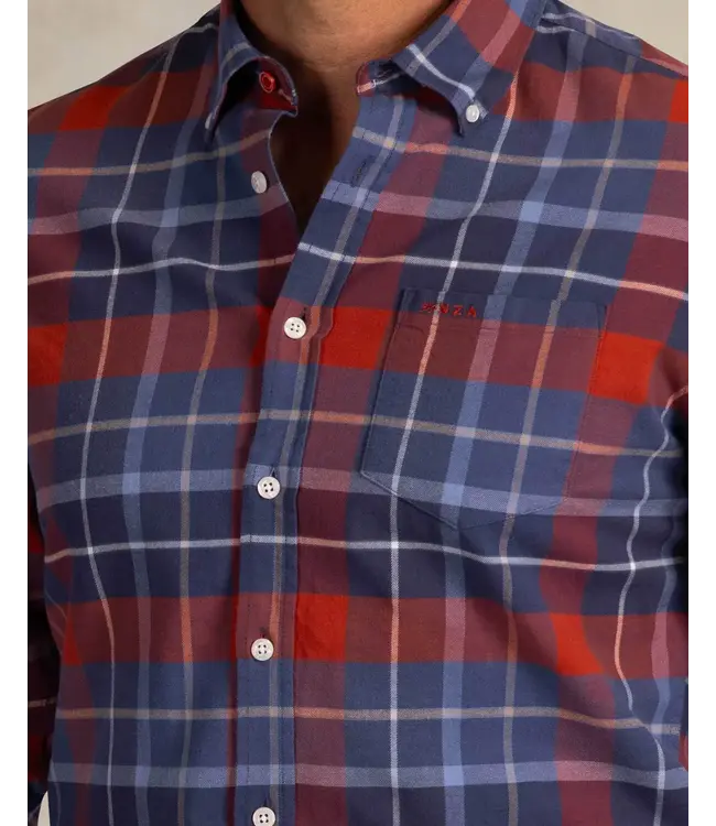 Modern Fit Blue Red Plaid Shirt