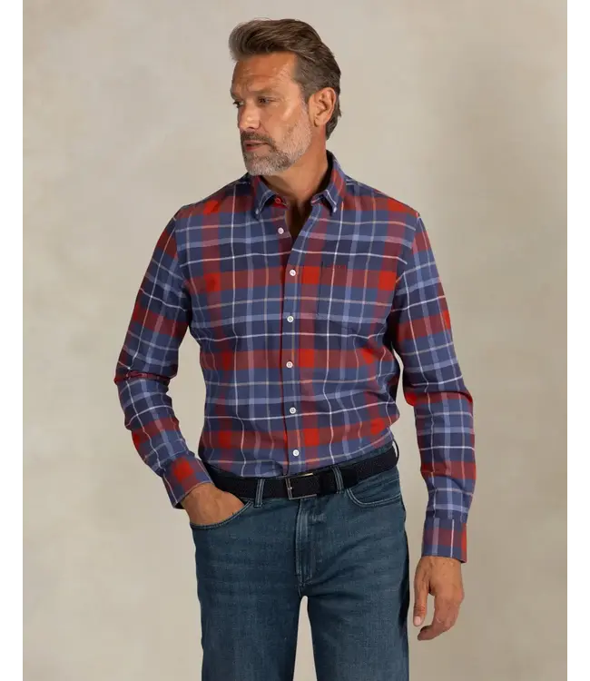 Modern Fit Blue Red Plaid Shirt