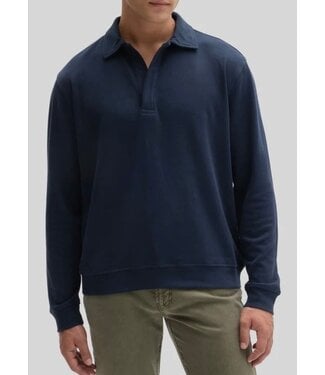 ROBERT BARAKETT Navy Peakstone Overknit Polo