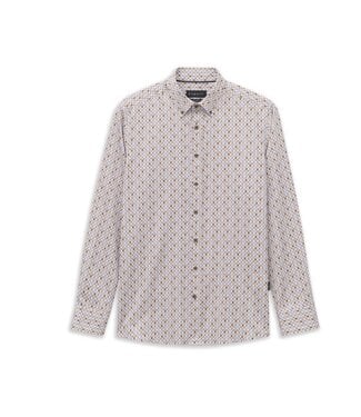 BUGATTI Modern Fit Tan Blue Print Shirt