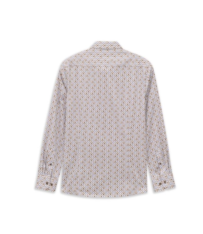 Modern Fit Tan Blue Print Shirt