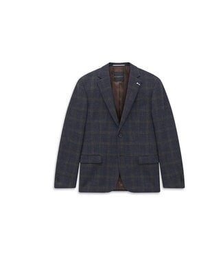 BUGATTI Modern Fit Navy Brown Plaid Sport Coat