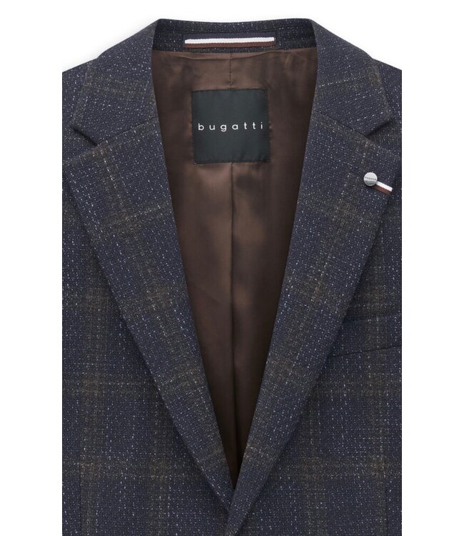 Modern Fit Navy Brown Plaid Sport Coat