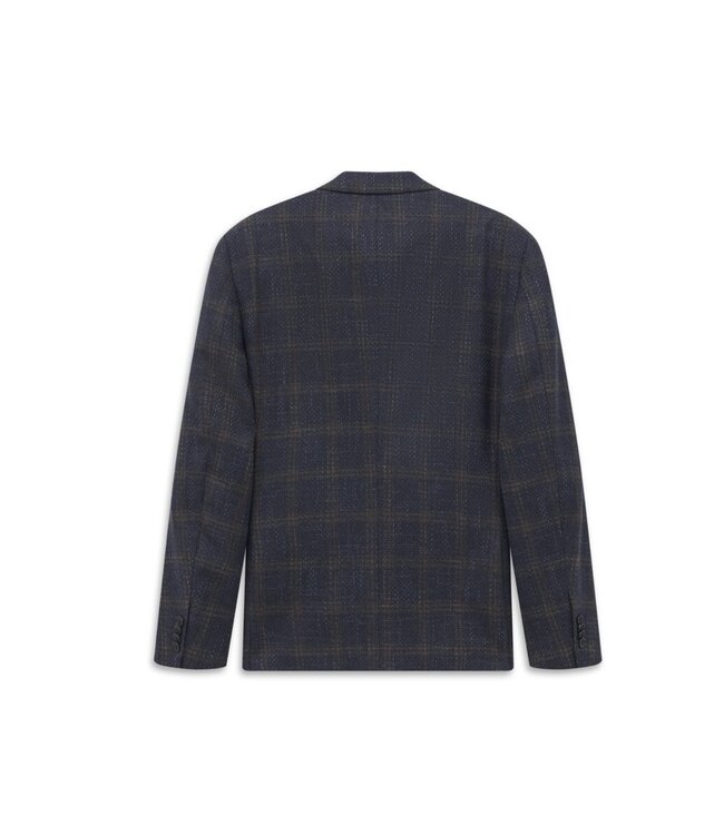 Modern Fit Navy Brown Plaid Sport Coat