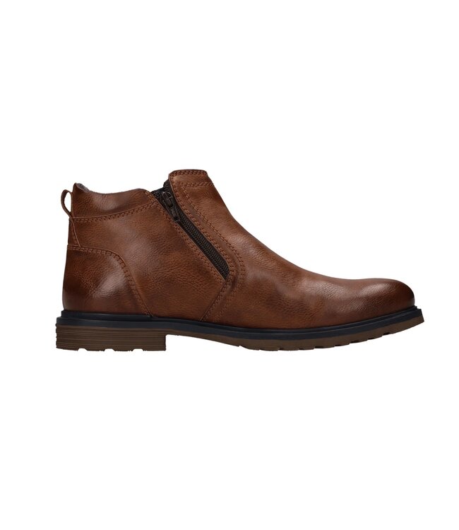 Cognac Side Zip Low Boots
