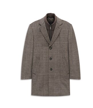 BUGATTI Brown Plaid Wool Coat