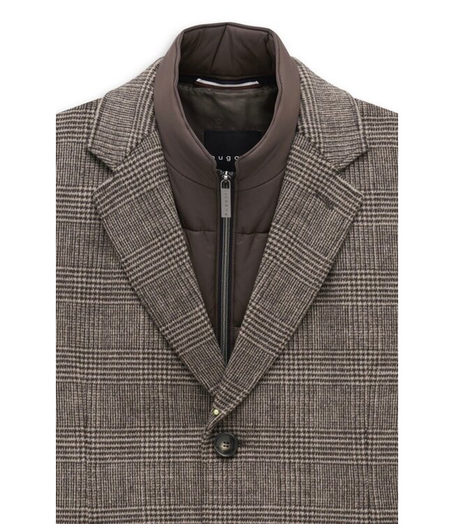Brown Plaid Wool Coat