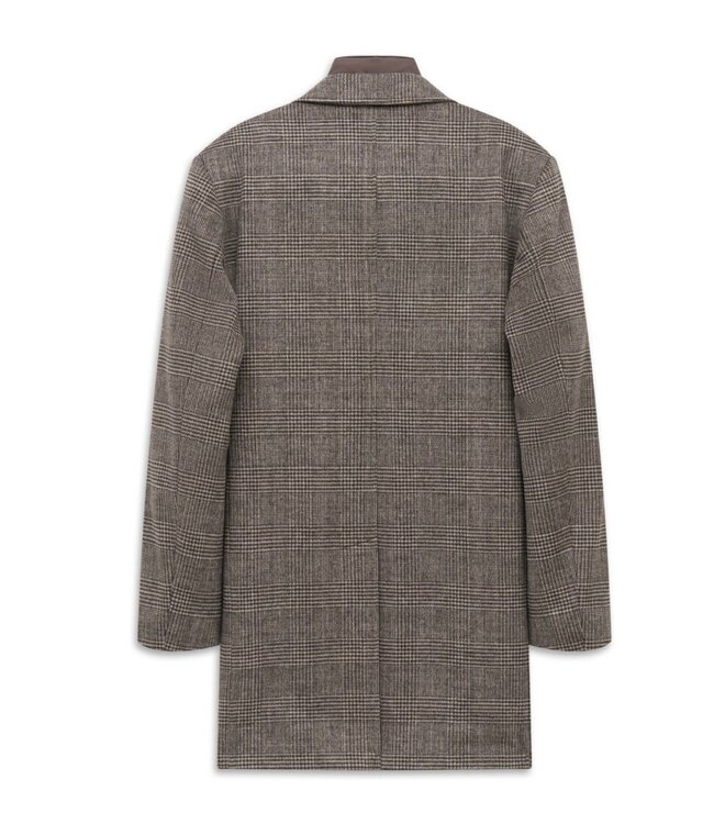 Brown Plaid Wool Coat