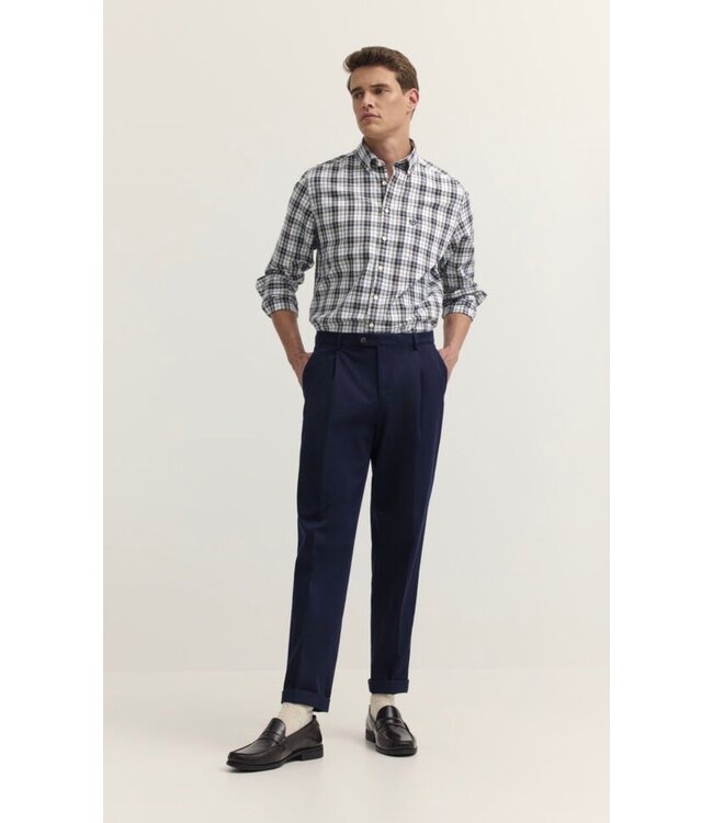 Modern Fit Green Navy Paid Shirt