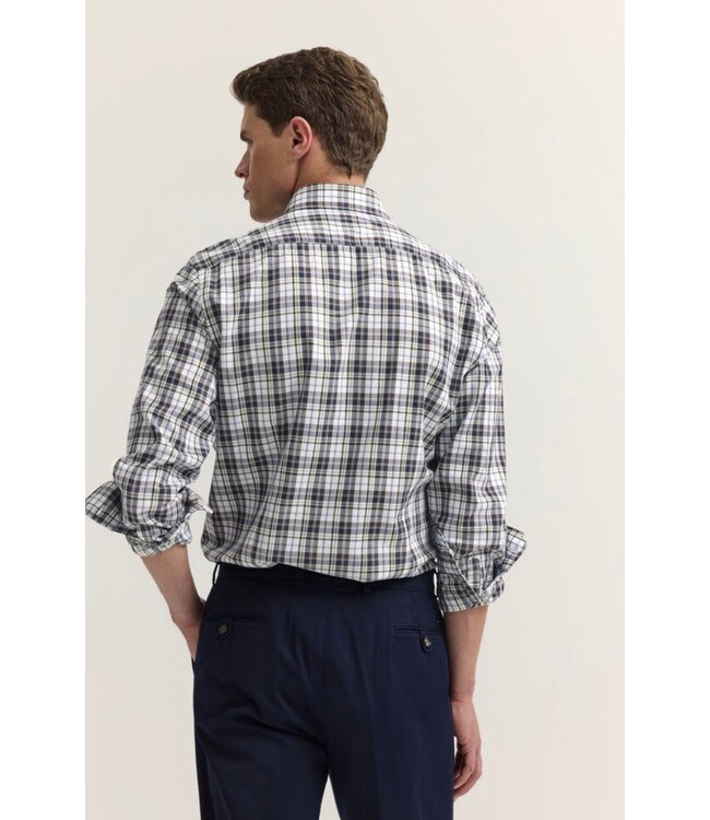 Modern Fit Green Navy Paid Shirt