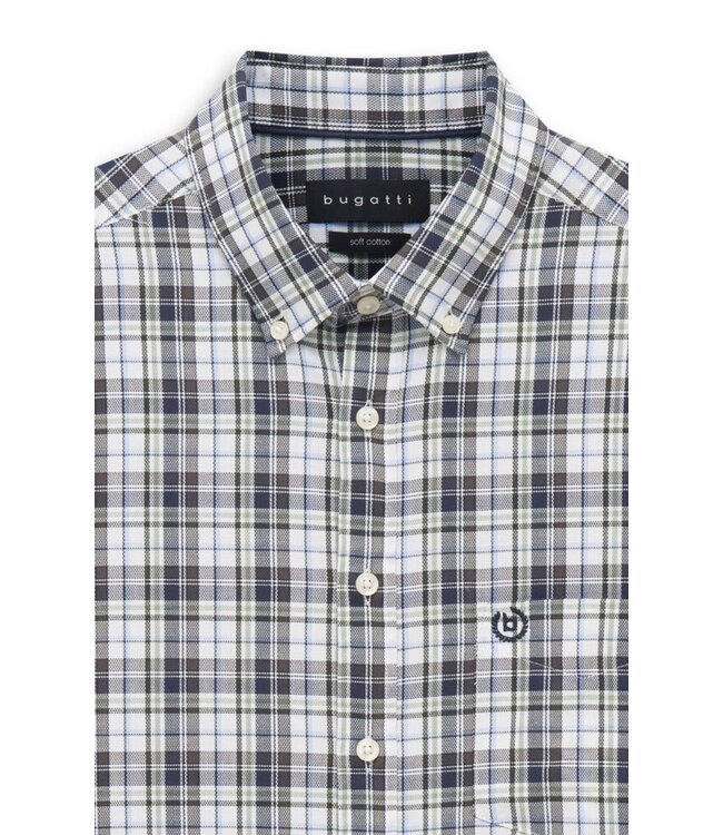 Modern Fit Green Navy Paid Shirt