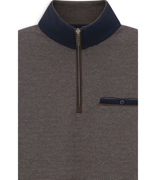 Navy Brown 1/4 Zip with Pocket