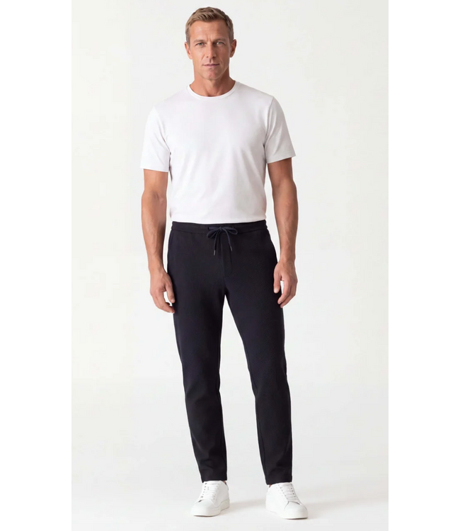 Navy Textured Drawstring Pants