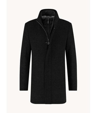A FISH NAMED FRED Black Funnel Neck Coat