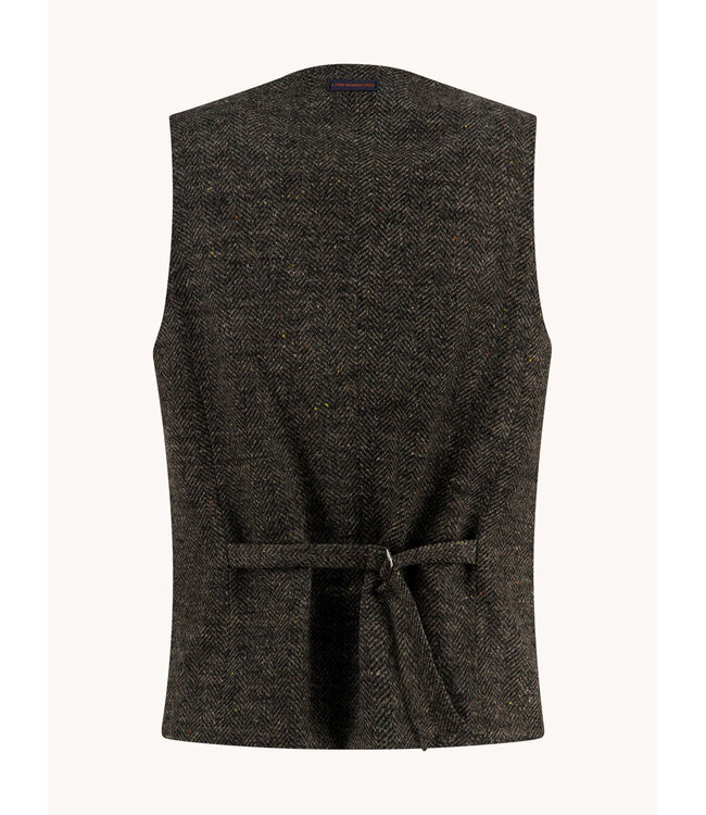 Slim Fit Brown Herringbone Vest