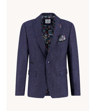 A FISH NAMED FRED Slim Fit Navy Herringbone Sport Coat