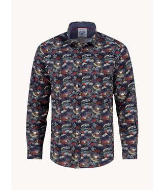 A FISH NAMED FRED Modern Fit Navy Fuji Dream Shirt