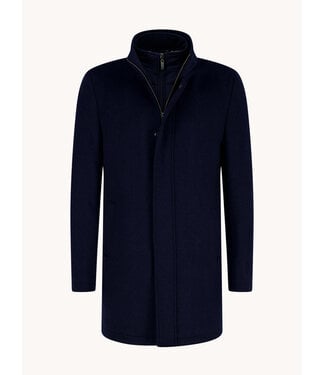 A FISH NAMED FRED Navy Funnel Neck Coat