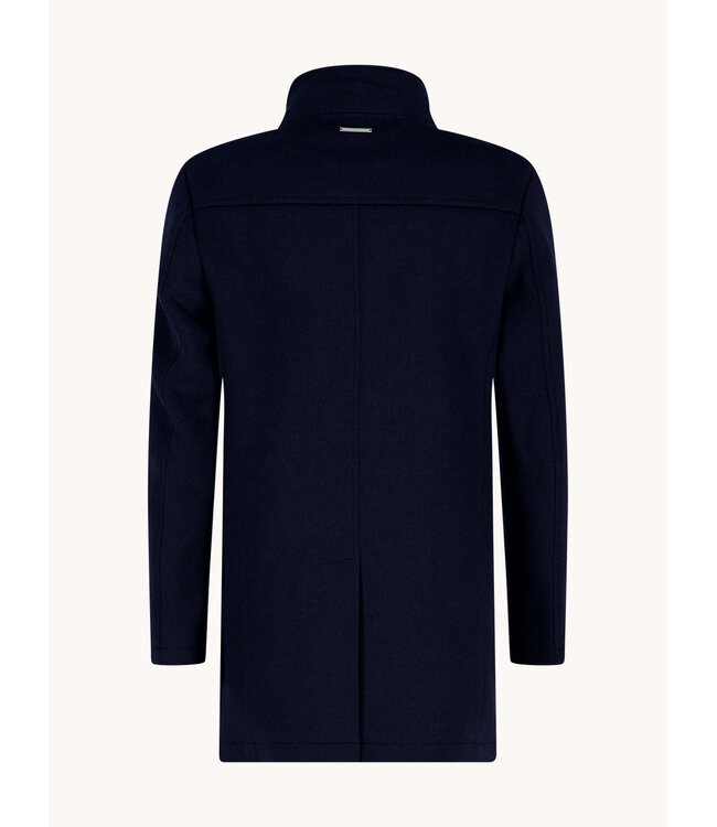 Navy Funnel Neck Coat