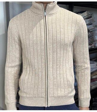 FELLOWS UNITED Tan Full Zip Lined Sweater