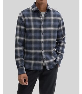 ROBERT BARAKETT Modern Fit Navy Bates Plaid Shirt