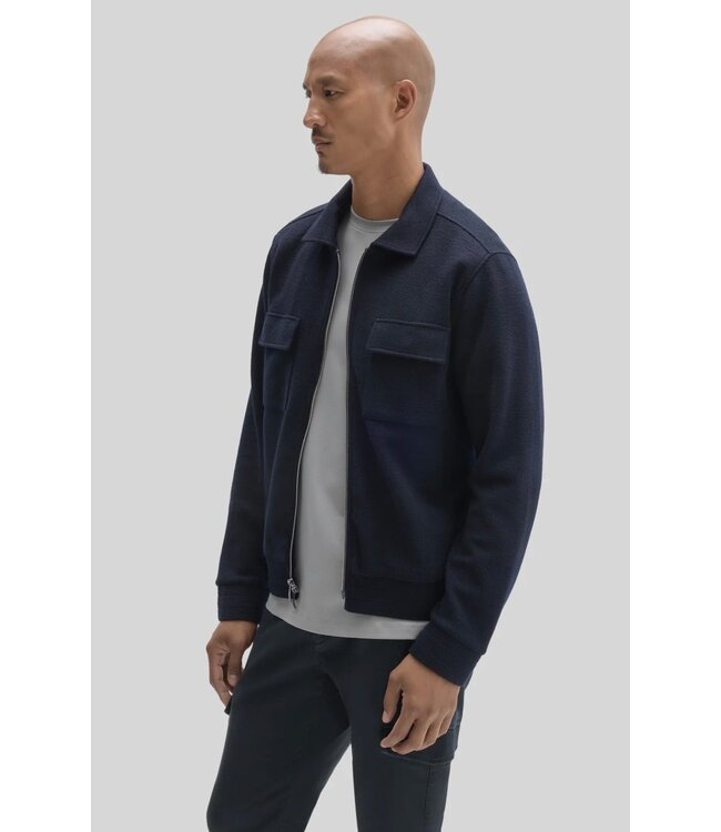 Navy Menzer Cropped Zip Overshirt
