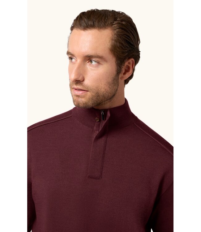 Burgundy Covered Zipper 1/4 Zip Sweater